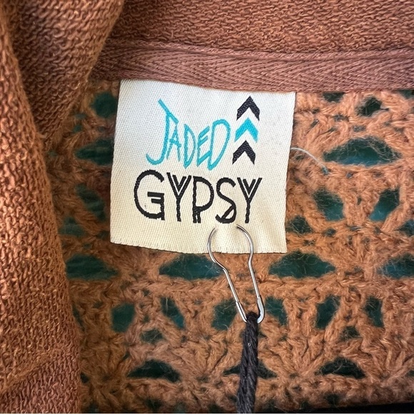 JADED GYPSY BOHO SPIRIT ZIP UP LONGLINE CROCHET JACKET OS - Picture 6 of 9